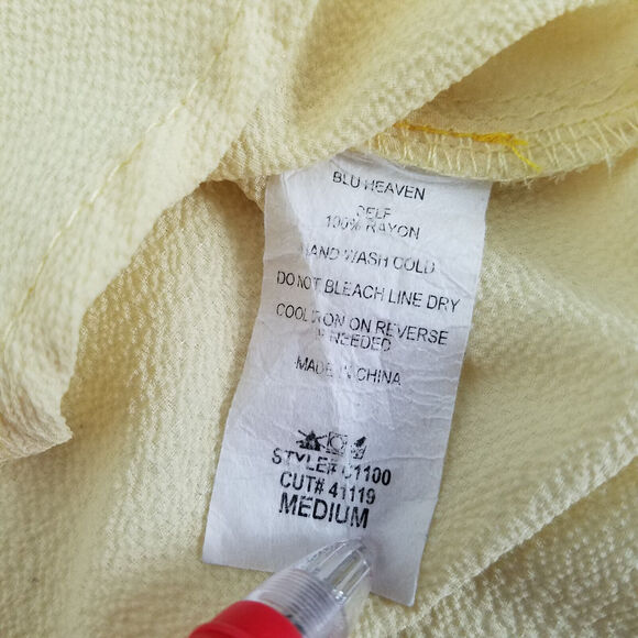 Bluheaven‎ Shirt Womens Medium Top Yellow Short Cold Shoulder Sleeve Round Neck - Picture 6 of 9